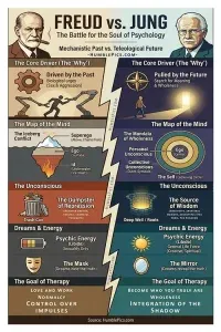 Visualizing the split in Modern Psychology: Sigmund Freud vs. Carl Jung